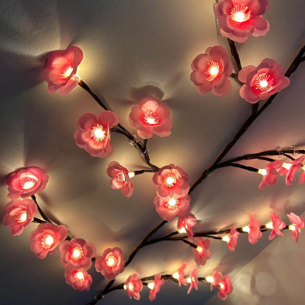 Cherry Blossom Branch Wall Light - 96 LED, 5.9Ft Ambient Multifunctional Flower Novelty Lighting, Remote Control, 8 Modes, Illuminated Flowers Party Lights for Bedroom, Weddings, Home Decor, Ambient Lighting, Multifunctional Led Light